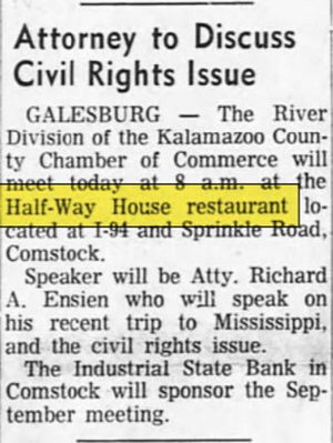 Winterburns 1/2 Way House (Halfway House Restaurant) - Sept 1964 Article